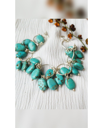 Pulsera Turquesas y plata