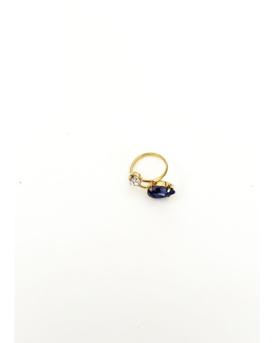 ANILLO CRISTAL ZAFIRO Y CIRCONITA