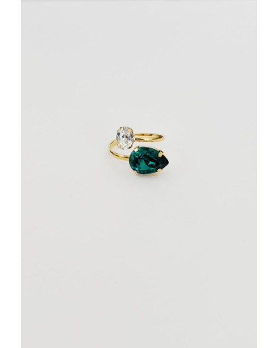 ANILLO CRISTAL VERDE Y CIRCONITA