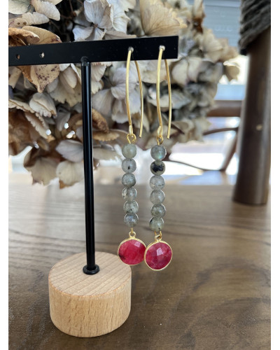 Pendientes gránate y gris