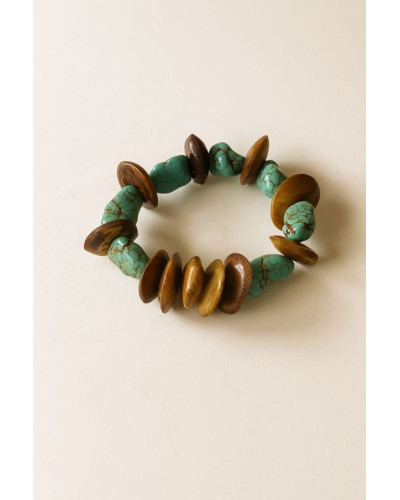 Pulsera boho madera y turquesa