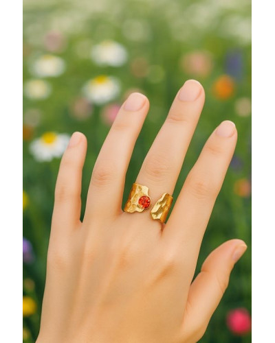 Anillo circonita naranja