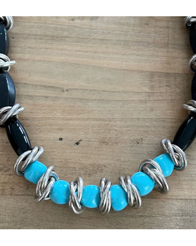 Collar grafito y turquesas