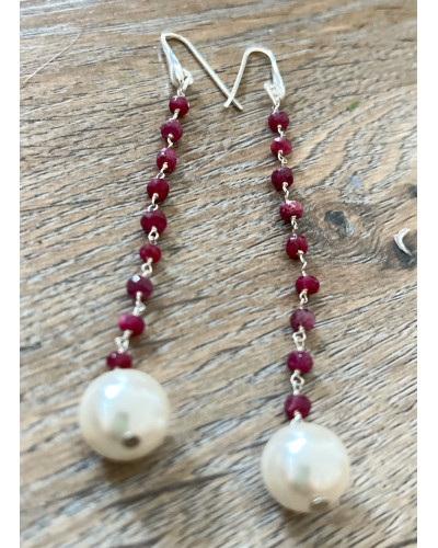 Pendientes zafiro y perlas