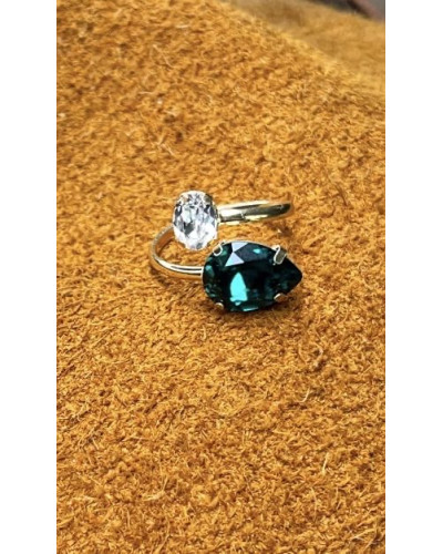 ANILLO CRISTAL VERDE Y CIRCONITA